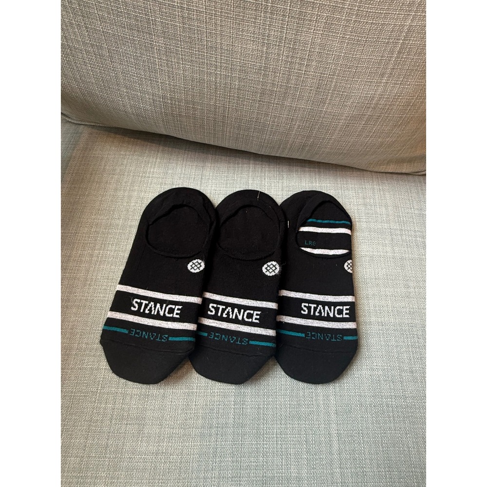 Stance Mens Super Invisible No Show Socks 3 Pair Pack Black White Teal LRG